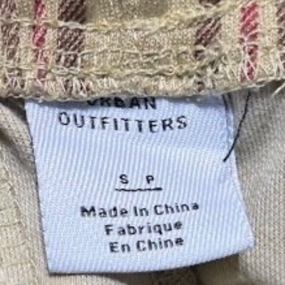 Urban Outfitters Women's Plaid Pullover Pants Side Zip Pocket Tan Red Size S - Picture 4 of 4